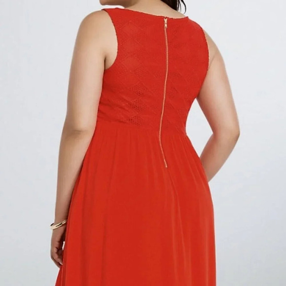 NWT Torrid Scarlett Red Crochet Lace Crinkle Gauze Sleeveless Dress in Size 26 - Picture 7 of 14